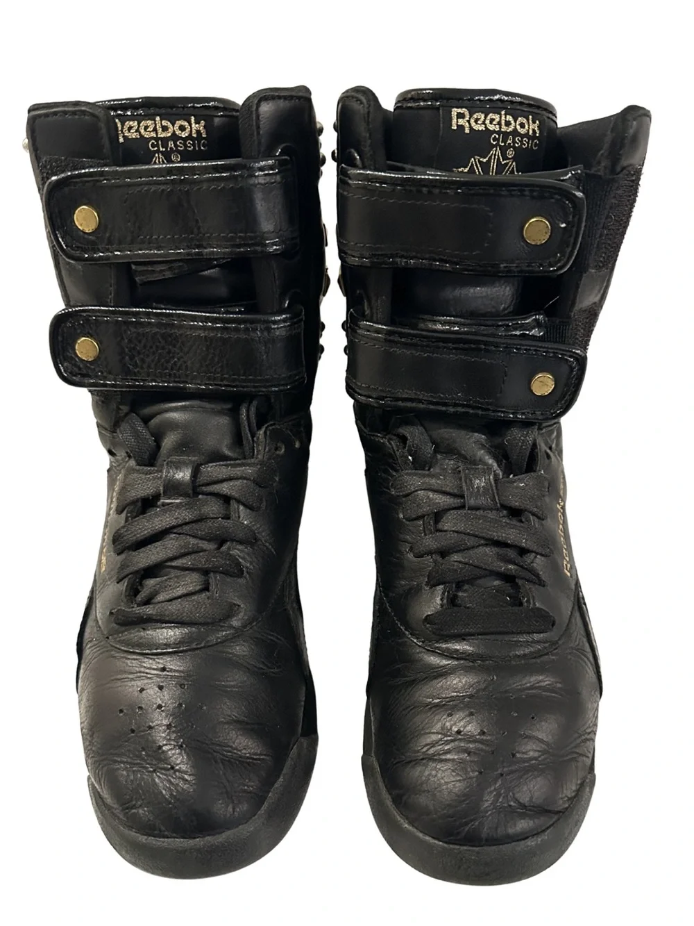 Reebok Freestyle Hi Gold Studded Alicia Keys Double Bubble Shoes Women's 6.5